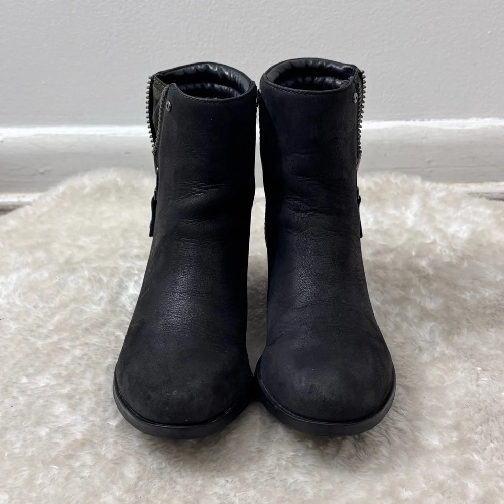 Sorel Danica Waterproof Black Leather Ankle Booties Ss 8 - Picture 7 of 13